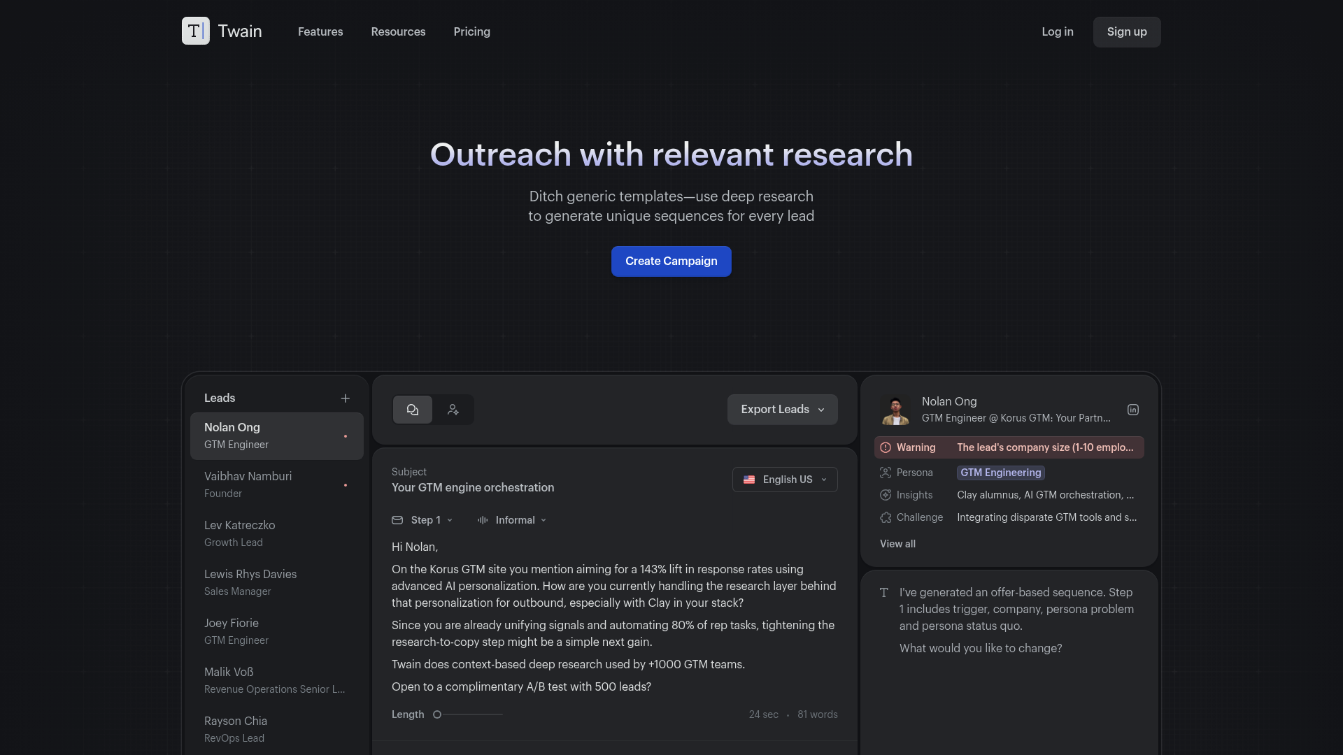 Twain — AI Sales Intelligence & Account Research