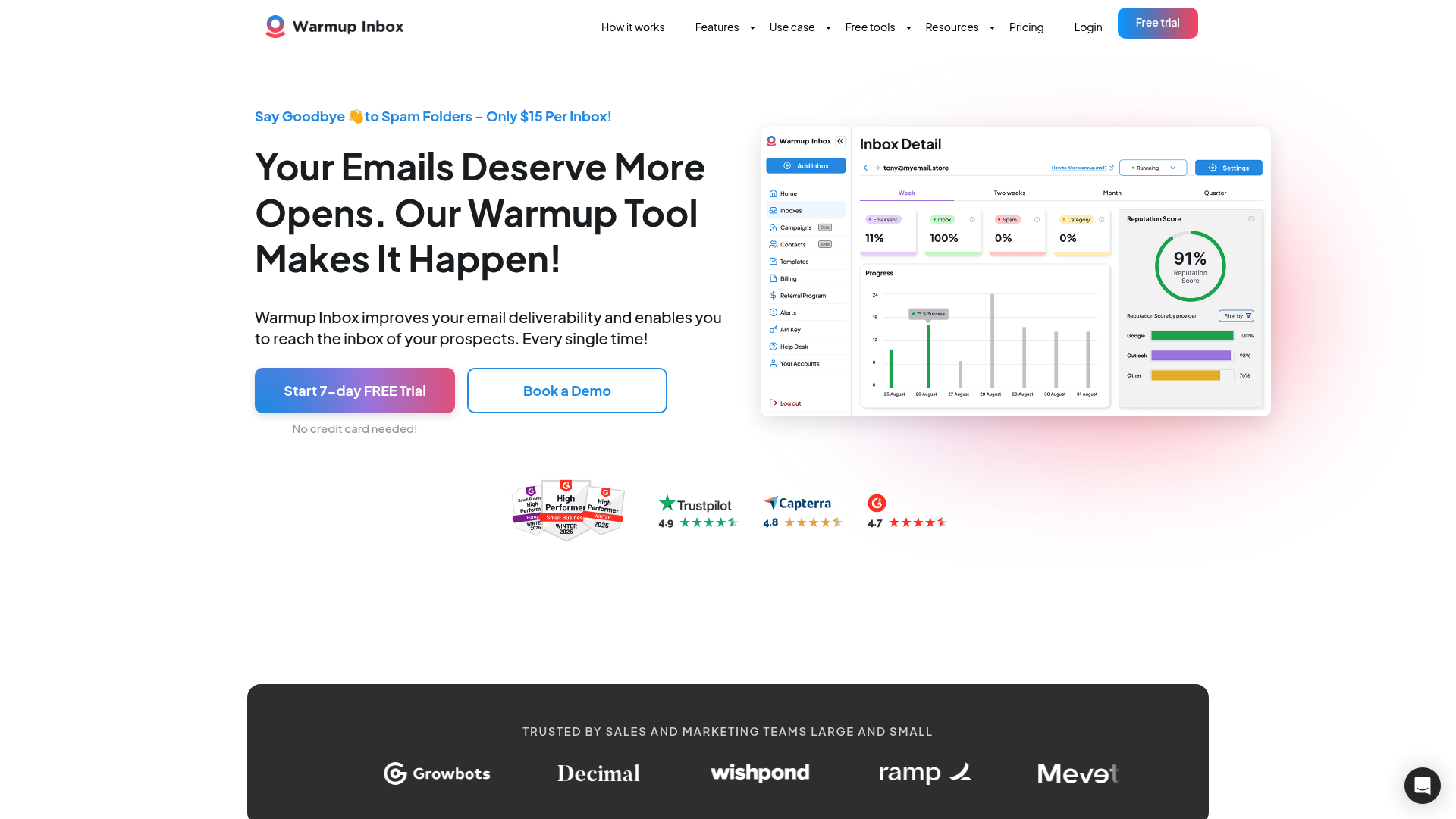 Warmupinbox: AI Email Deliverability